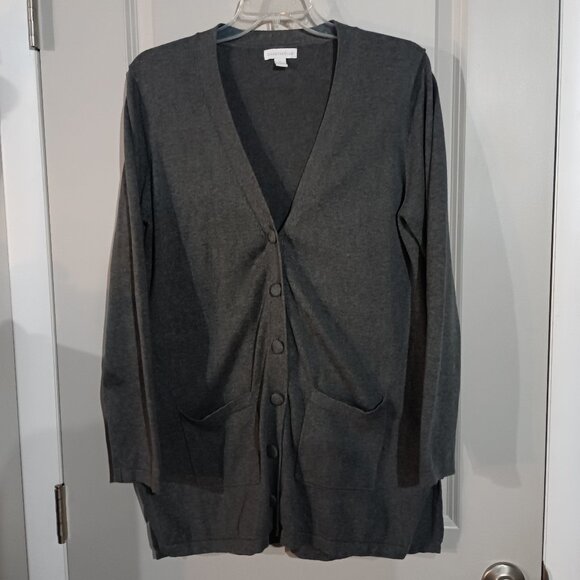 Charter Club Women's Button Up Cardigan Gray L - Picture 1 of 9